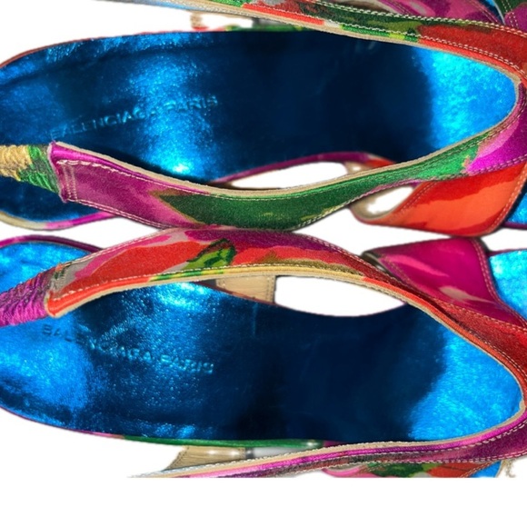 Balenciaga Paris Multicolor Satin Slingback OpenToe Sandals EU39.5 US9 - Picture 5 of 13
